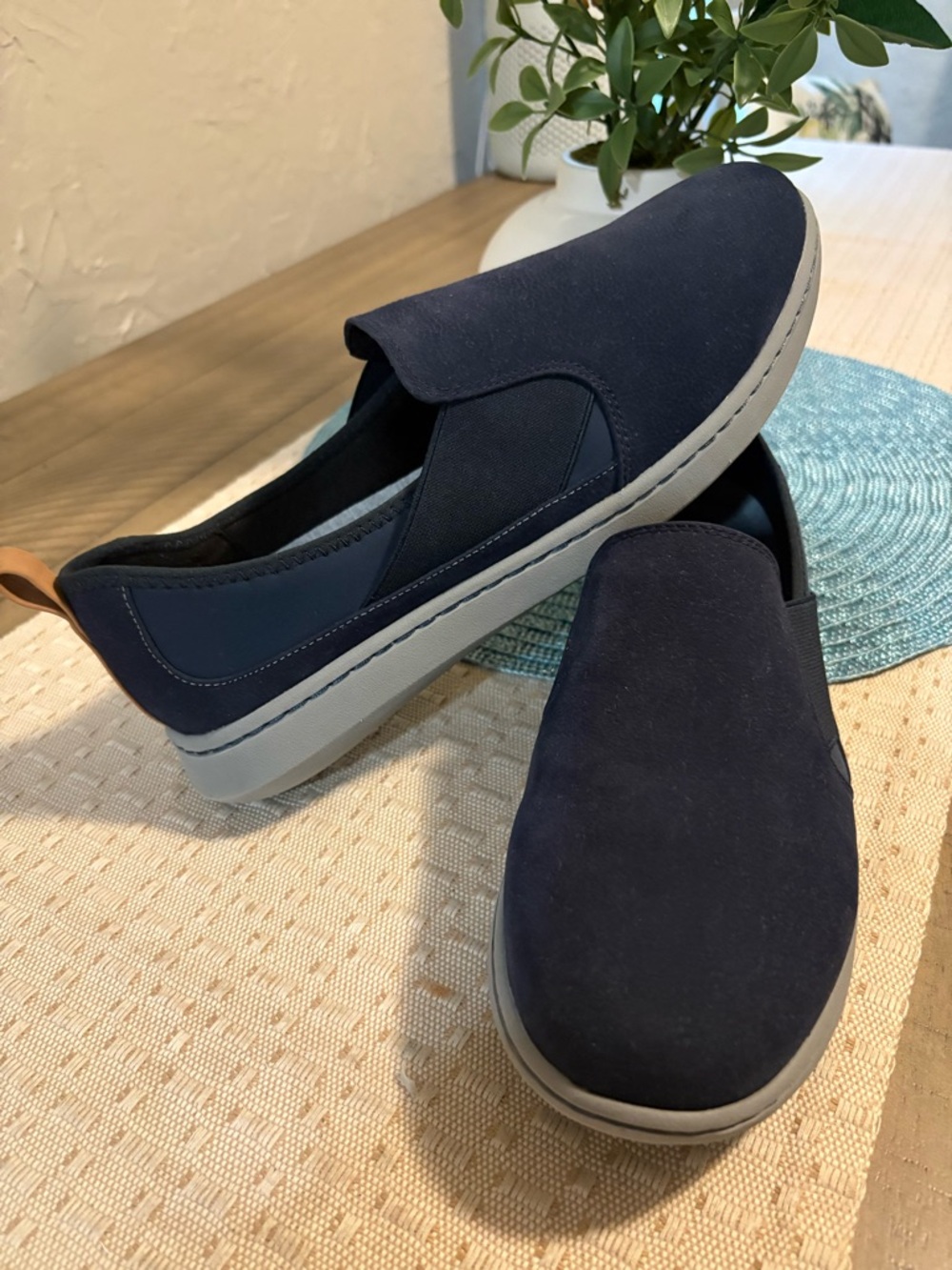 Cloudsteppers by Clarks Navy Slip-On Flats